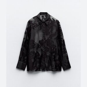 Zara Mixed Fabric Button Down Shirt